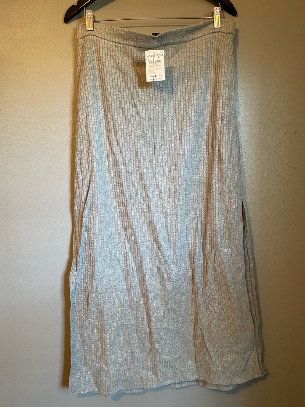 NWT Halogen Sz Large Women’s Gray Maxi High-Slit Stretch Rayon Skirt Ret $99!